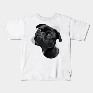 a black sad pug dog painting Kids T-Shirt